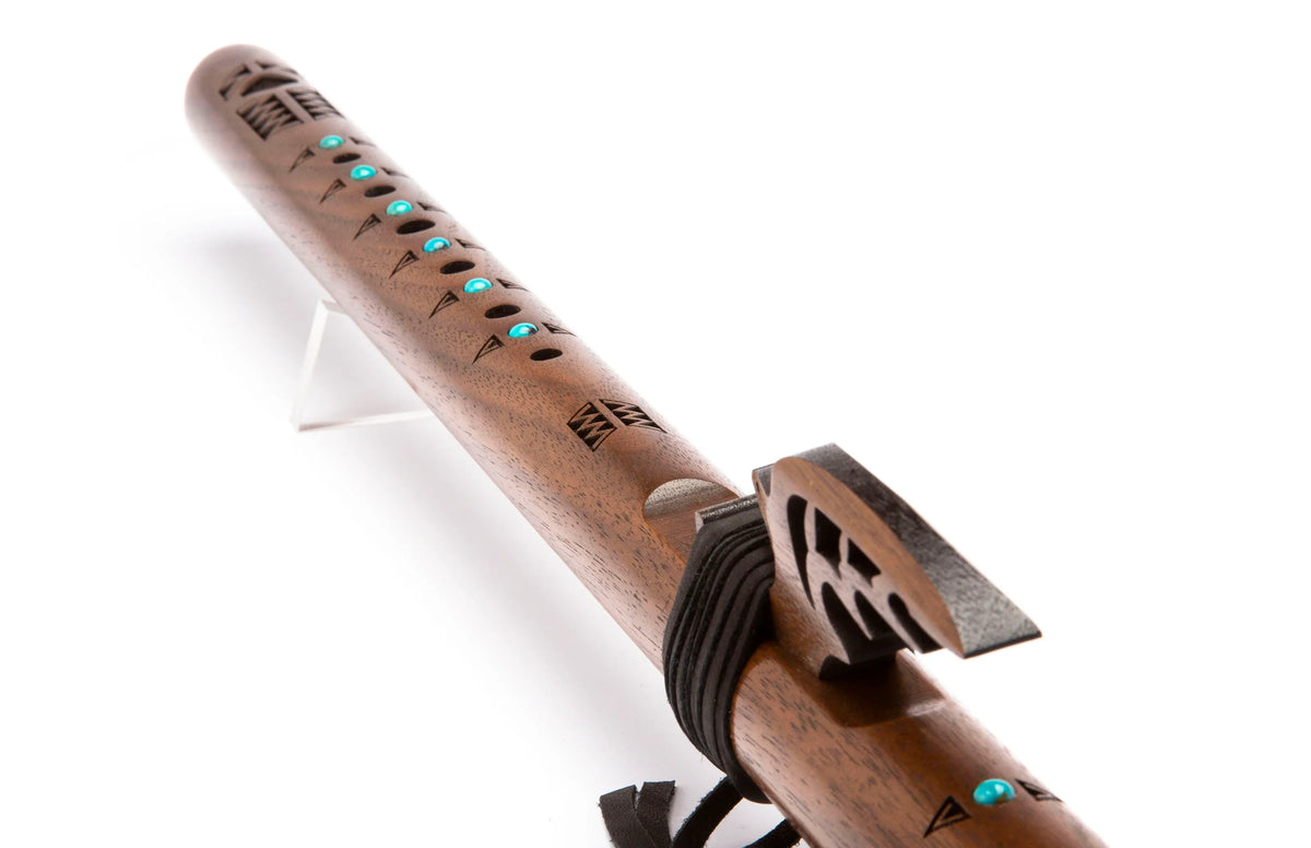High Spirits Red Tail Hawk G Flute - Walnut with Turquoise inlays Australia