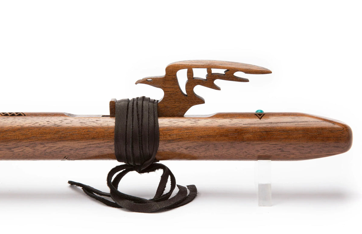 Native american flute - Walnut with Turquoise inlays