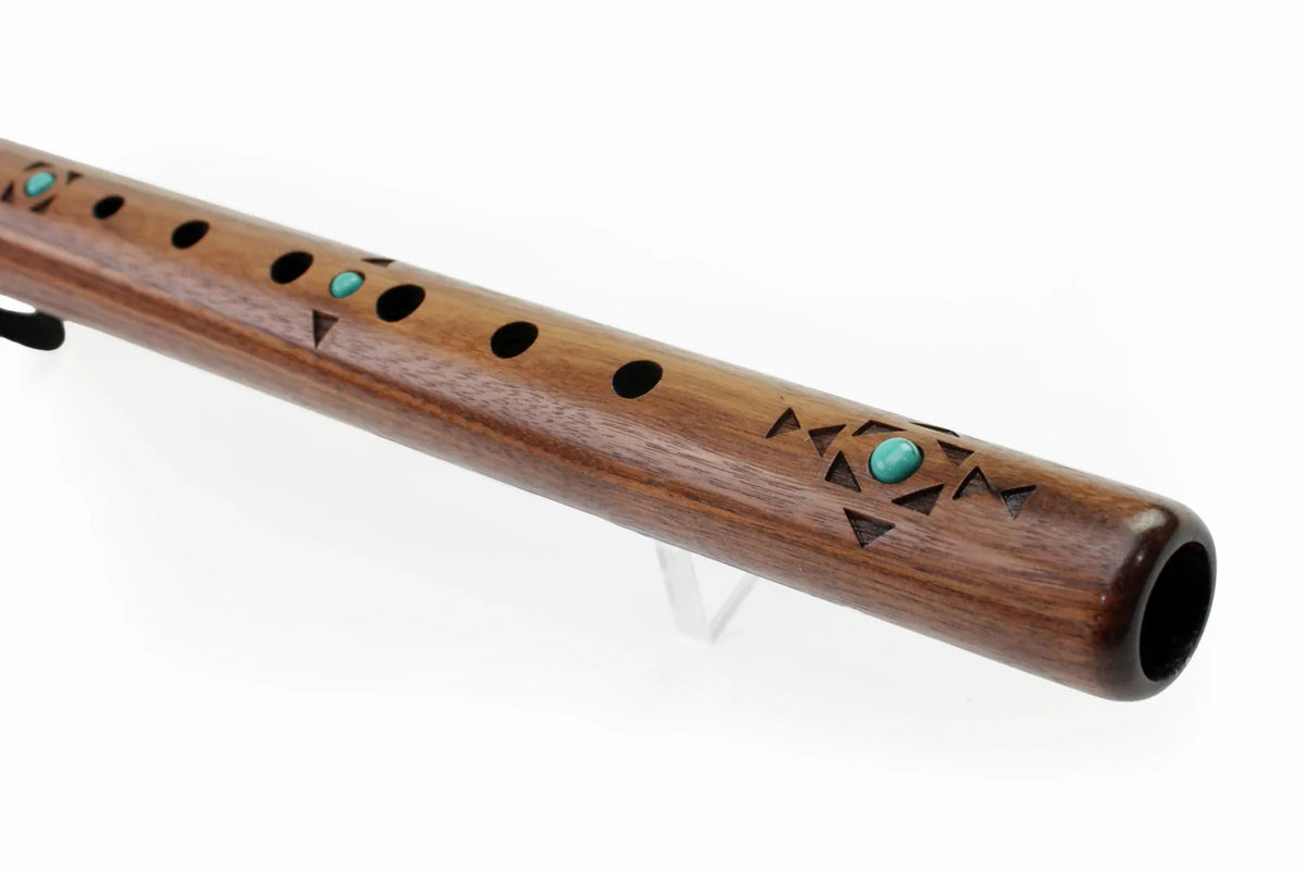 High Spirits Sparrow Hawk A Flute - Walnut with turquoise inlays Australia