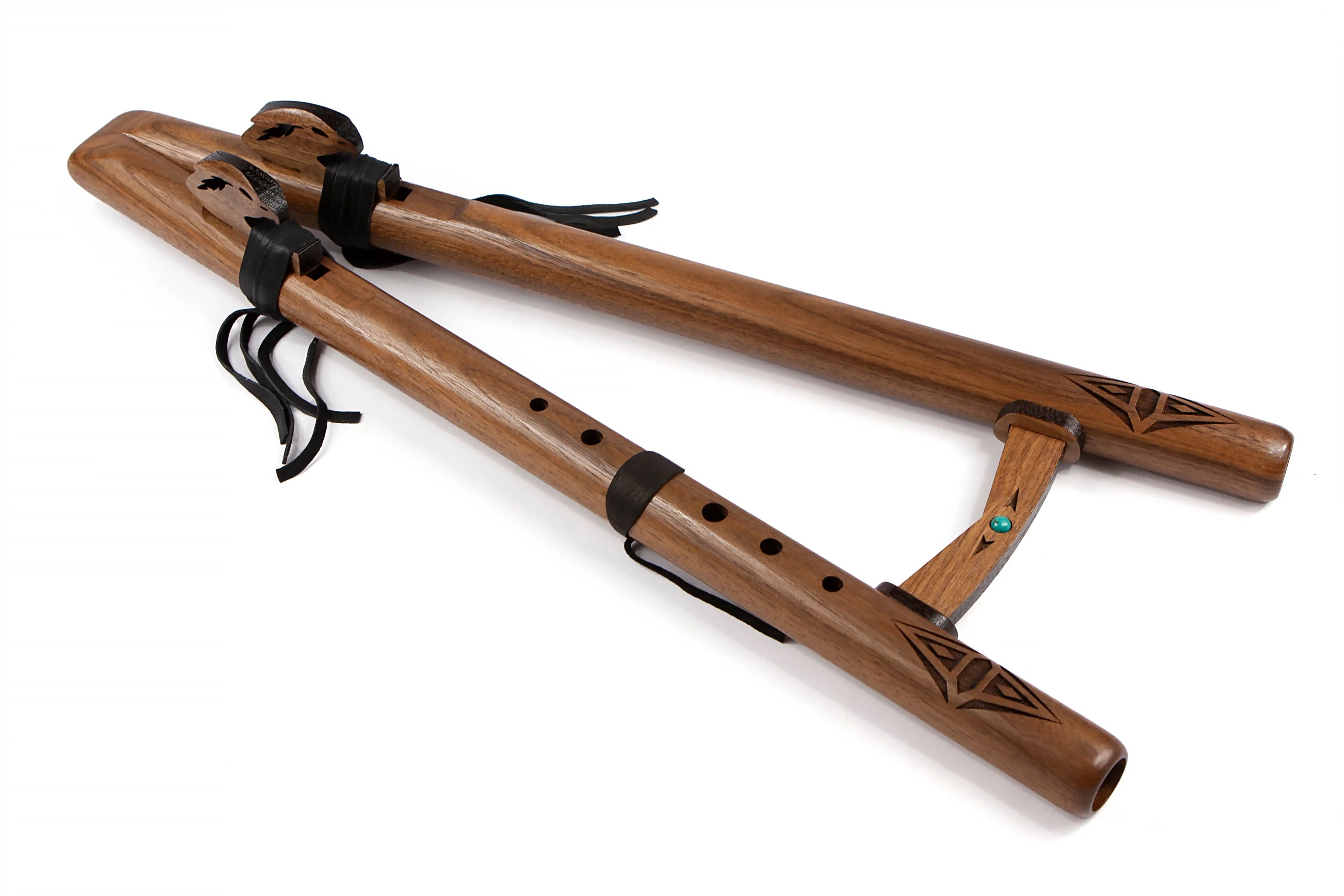 High Spirits double flute walnut wood F# minor sound healing instrument