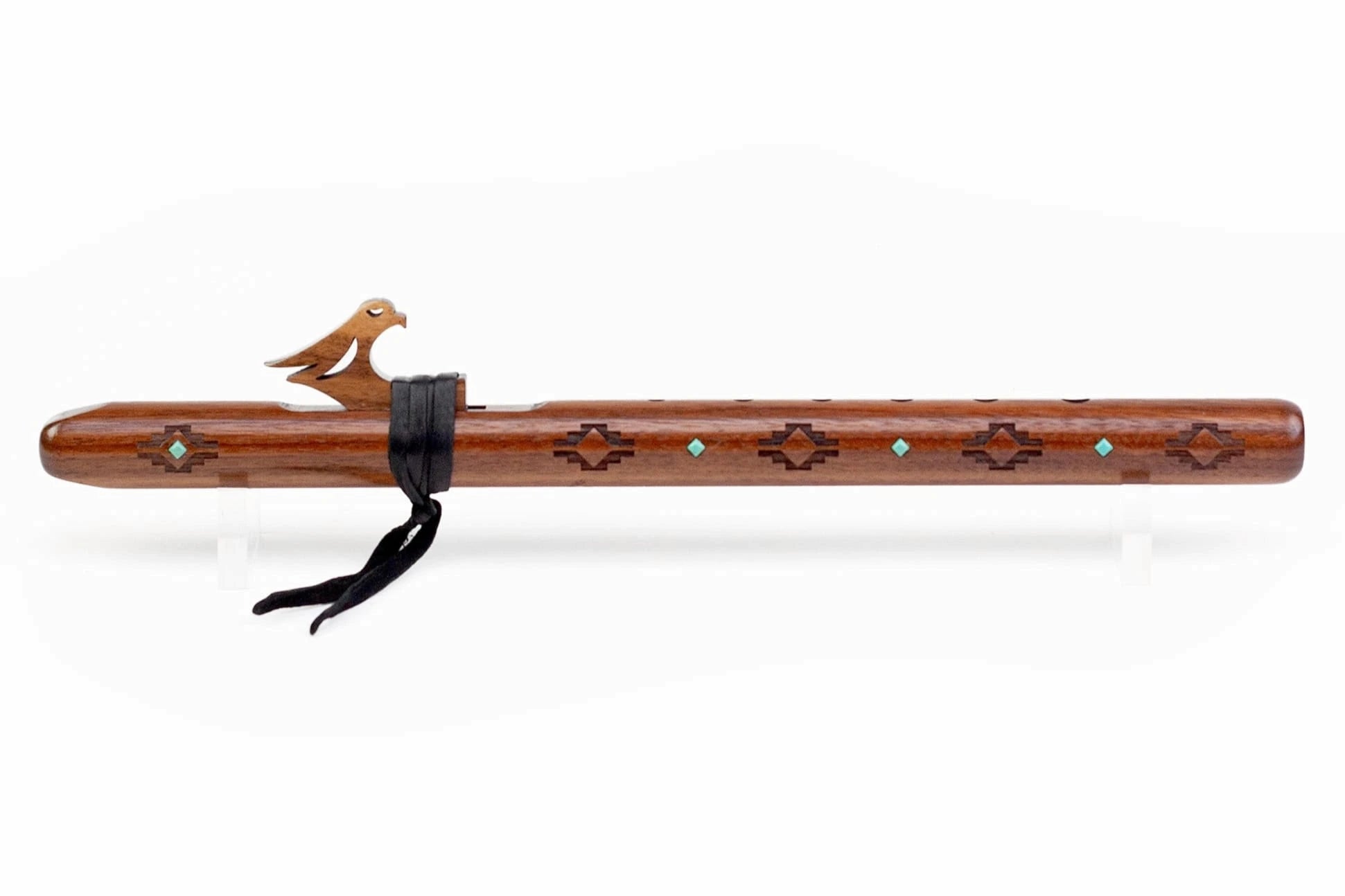 High Spirits Kestrel Signature High D flute with turquoise inlay on walnut