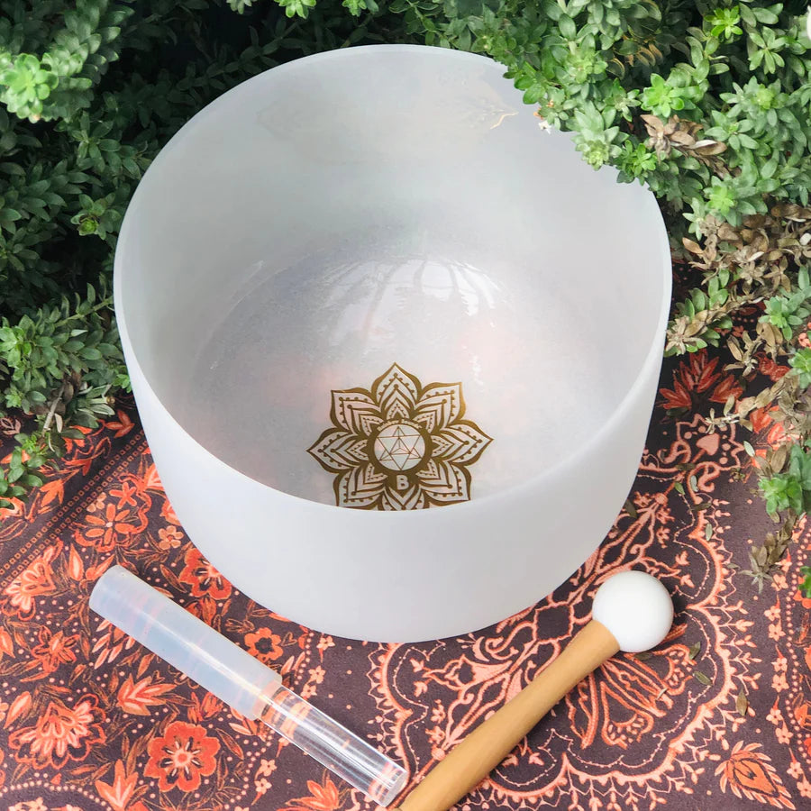 Set of two quartz crystal singing bowls for sound healing practice
