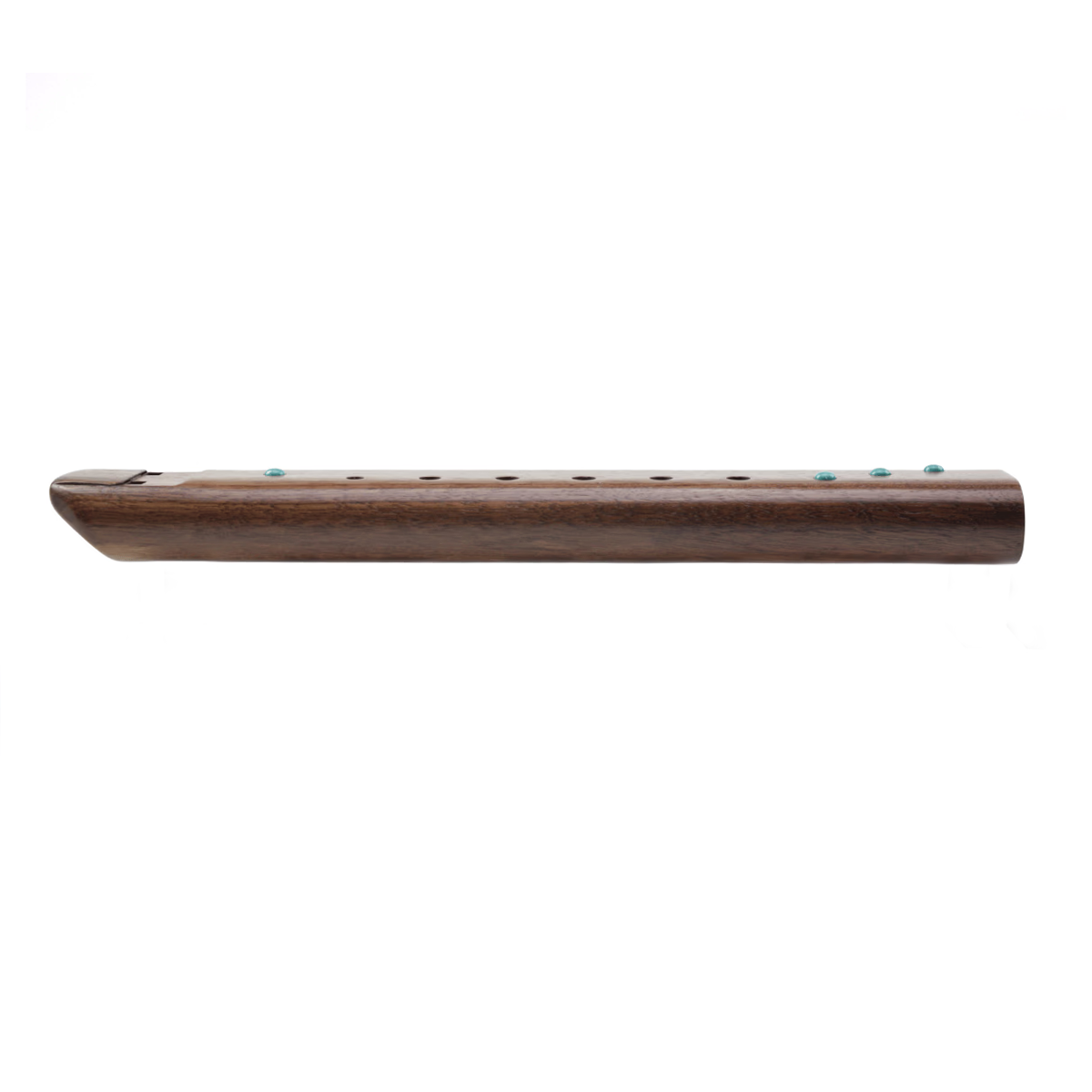 High Spirits Double Nova Flute - A Walnut with turquoise inlays