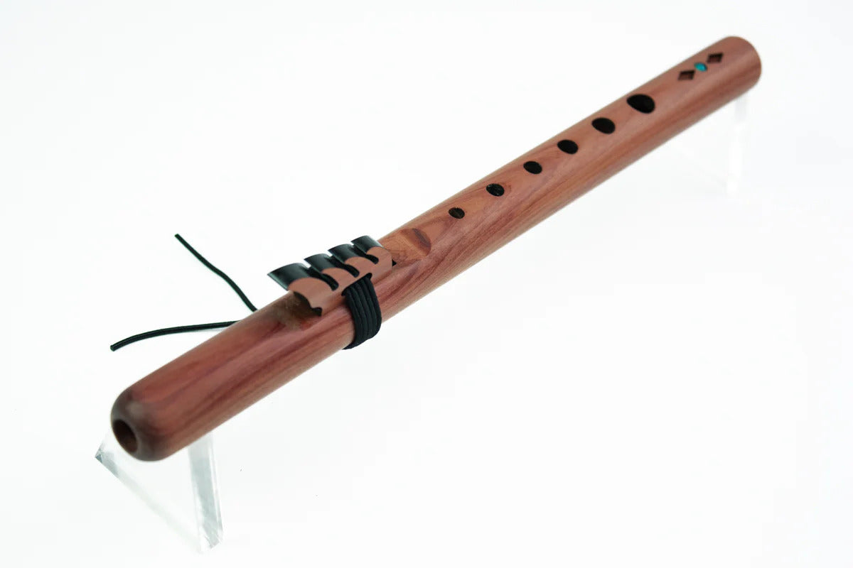 Handcrafted cedar pocket flute with turquoise detail – Son of Drum Australia