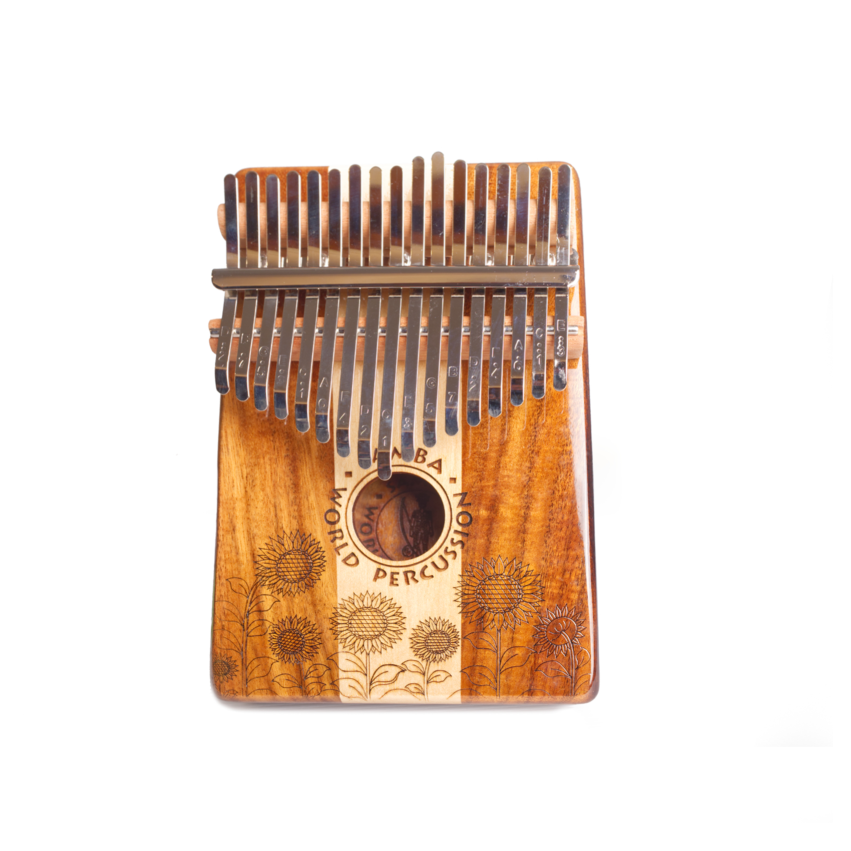 SWP Kalimba 17 Keys Maple Acacia Sun Flowers Soundbox