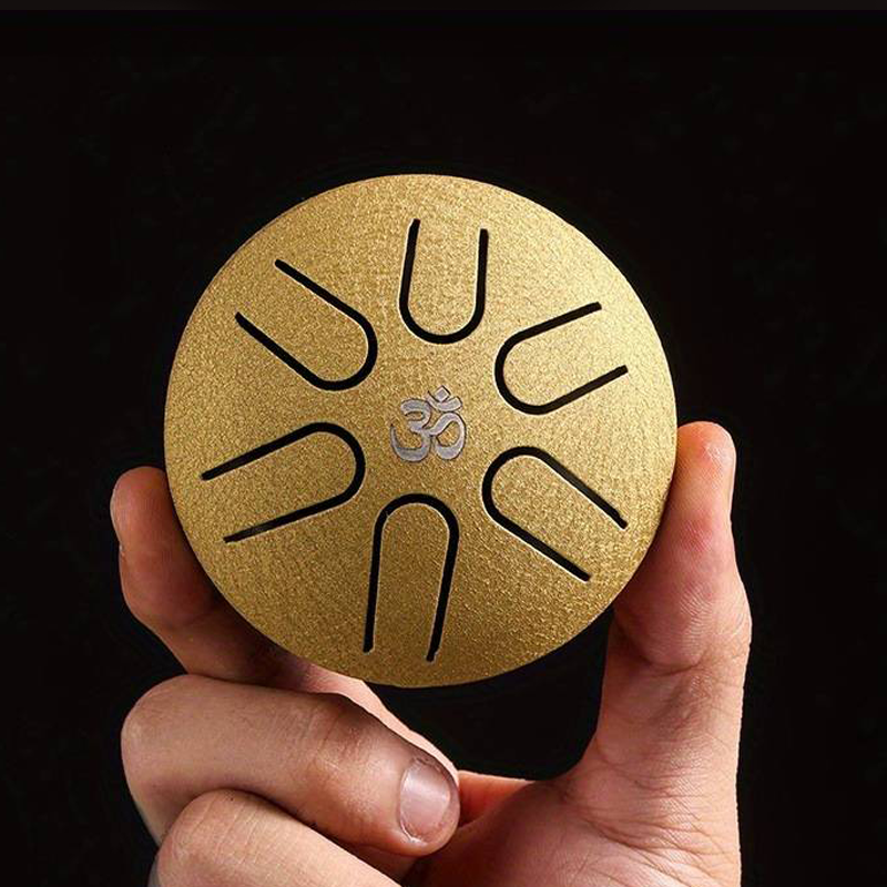 SWP Tongue Drum 6 Notes Palm Size one Beater gold