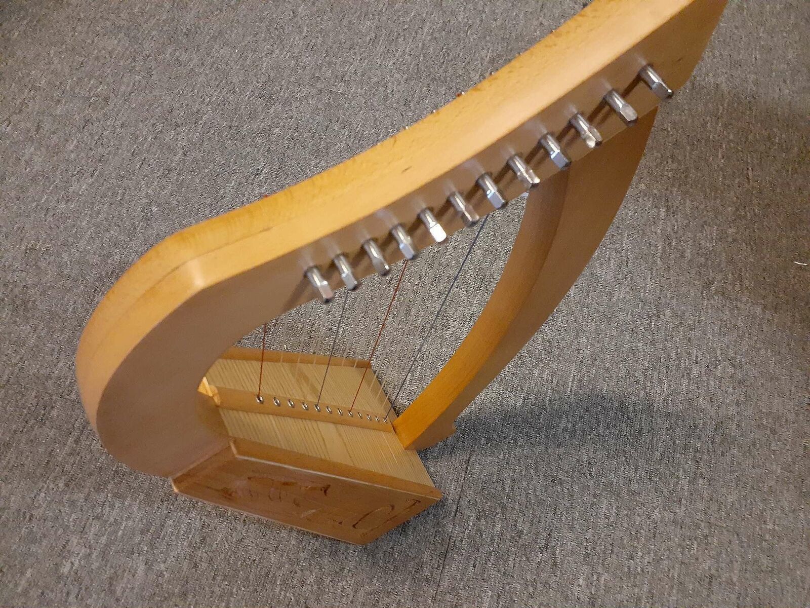 Handcrafted Baby Harp - 12 String Carved with Bag