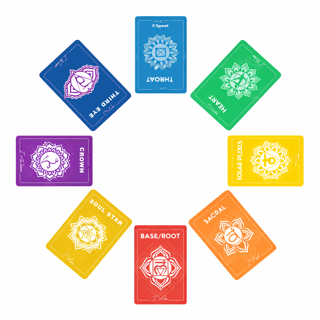 Special Chakra Cards 7枚セット Chakra Card Set With 8 Cards and 7 Crystal Set With Black Box