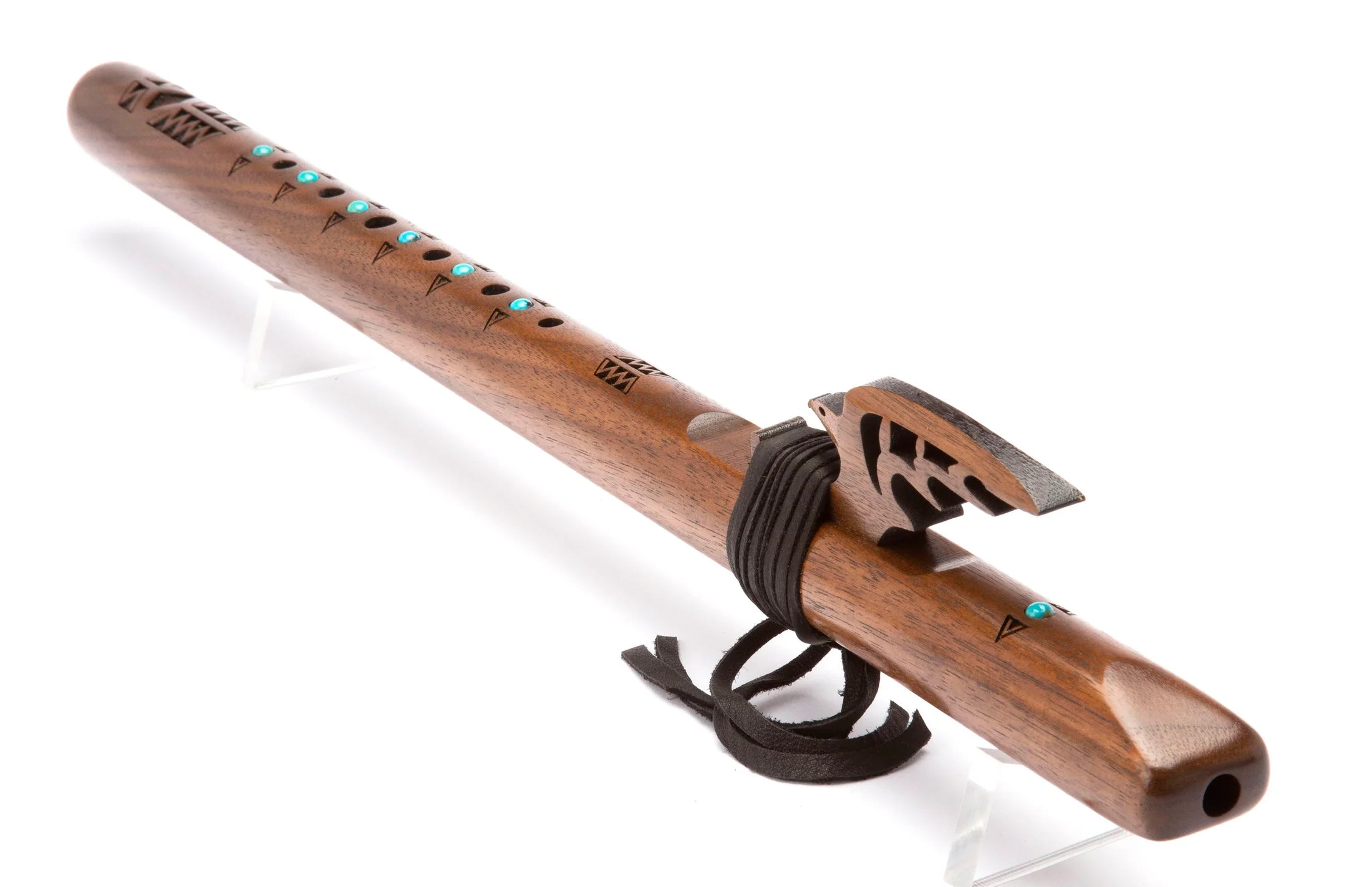 Native american flute High Spirits Red Tail Hawk G Flute - Walnut with Turquoise inlays