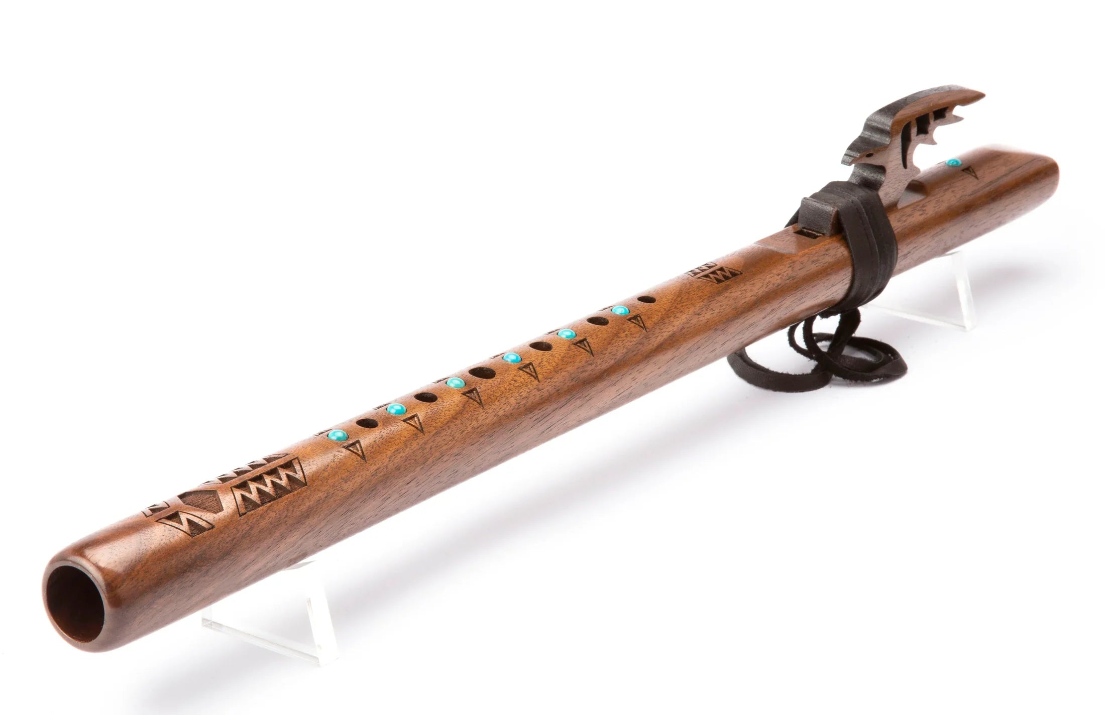 Native american flute-  Red Tail Hawk G - Walnut with Turquoise inlays
