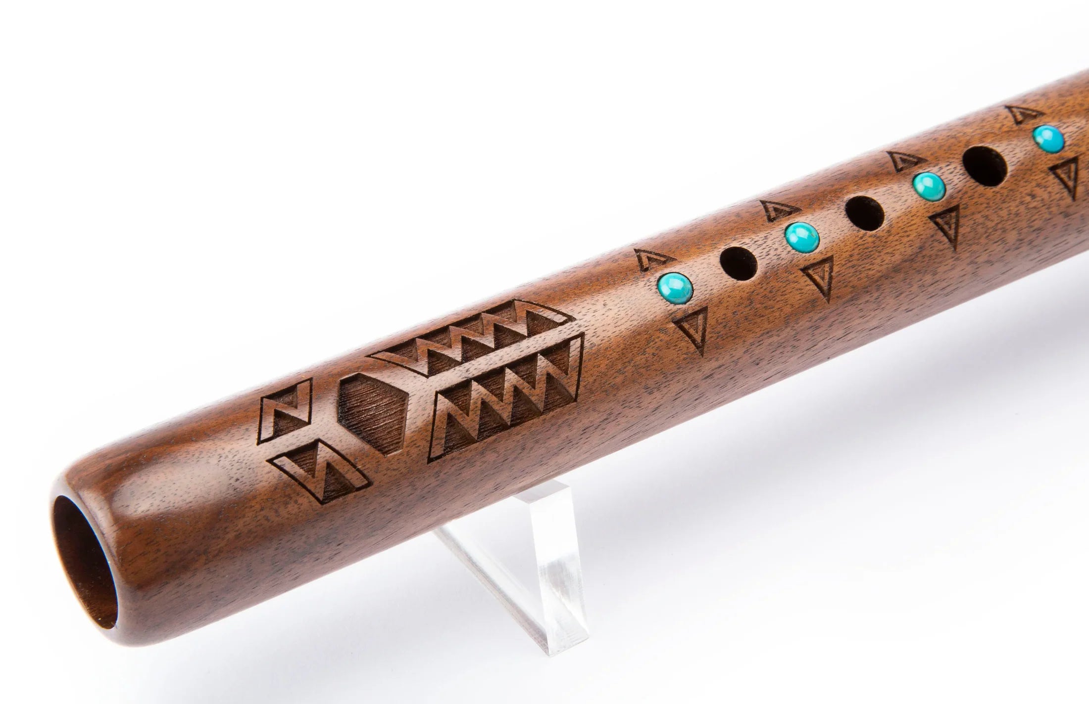 Native american flute High Spirits Red Tail Hawk G Flute - Walnut with Turquoise inlays son of drum australia