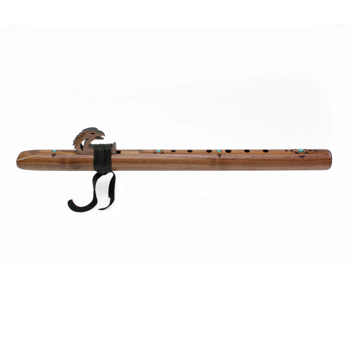 High Spirits Sparrow Hawk A Flute - Walnut with turquoise inlays