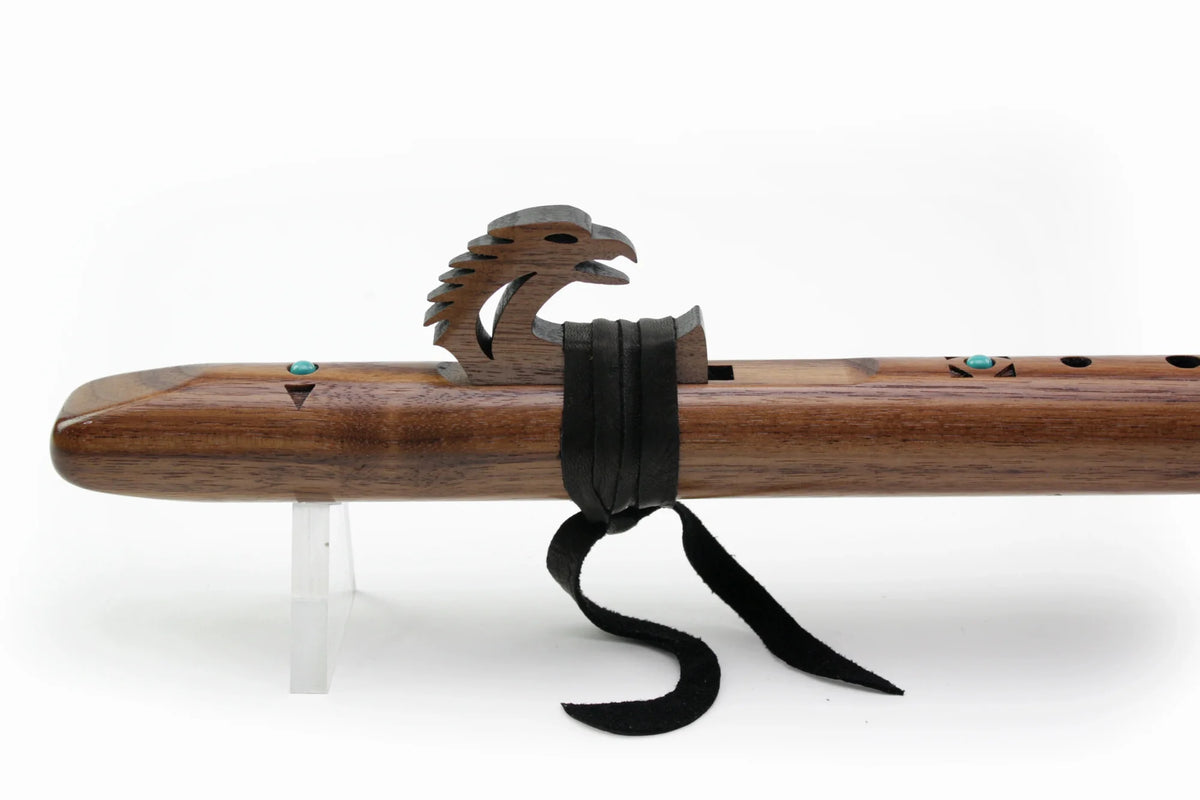 High Spirits Sparrow Hawk A Flute - Walnut with turquoise inlays Son of Drum