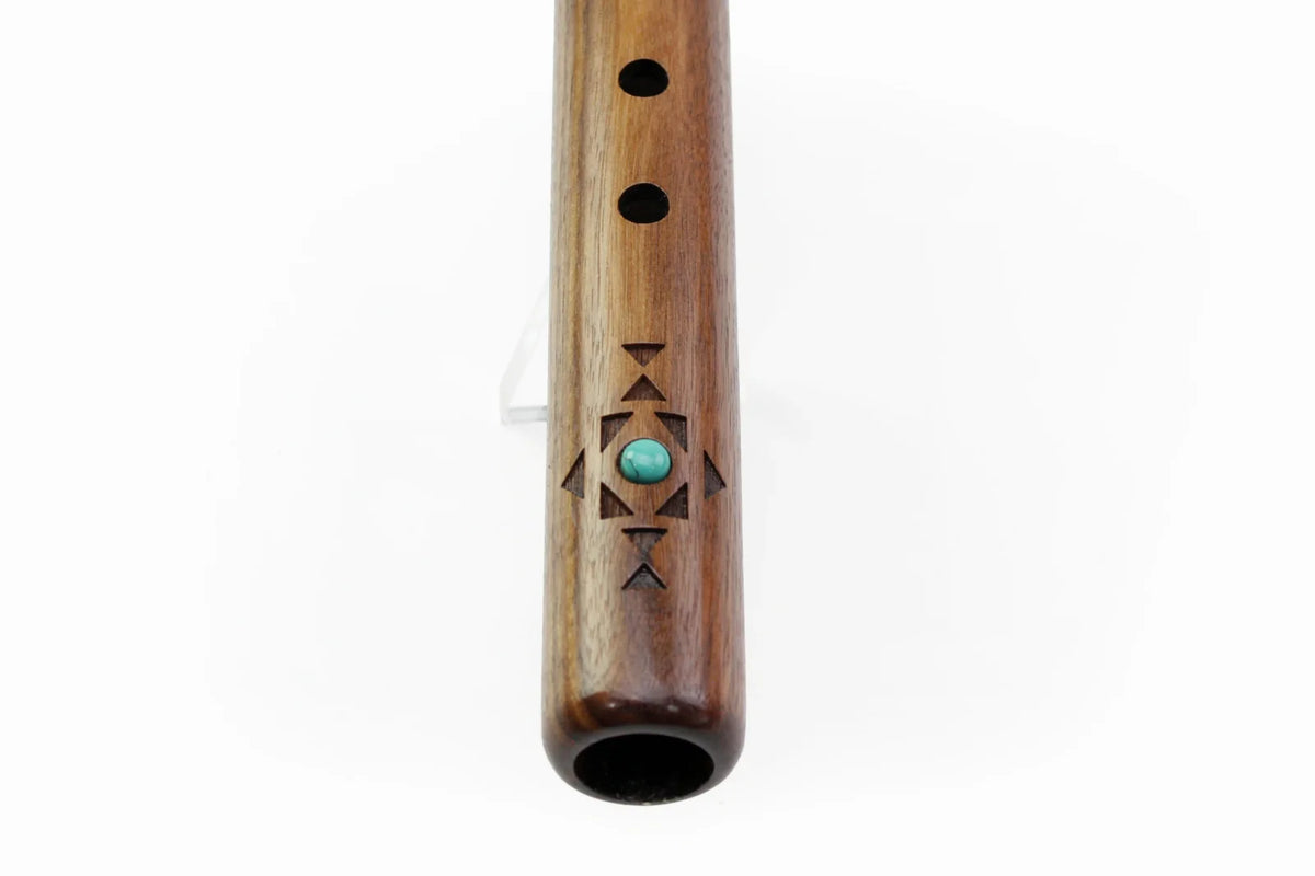 High Spirits Sparrow Hawk A Flute - Walnut with turquoise inlays