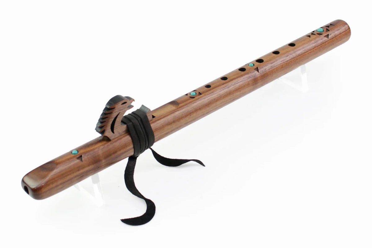High Spirits Sparrow Hawk A Flute - Walnut with turquoise inlays Son of Drum