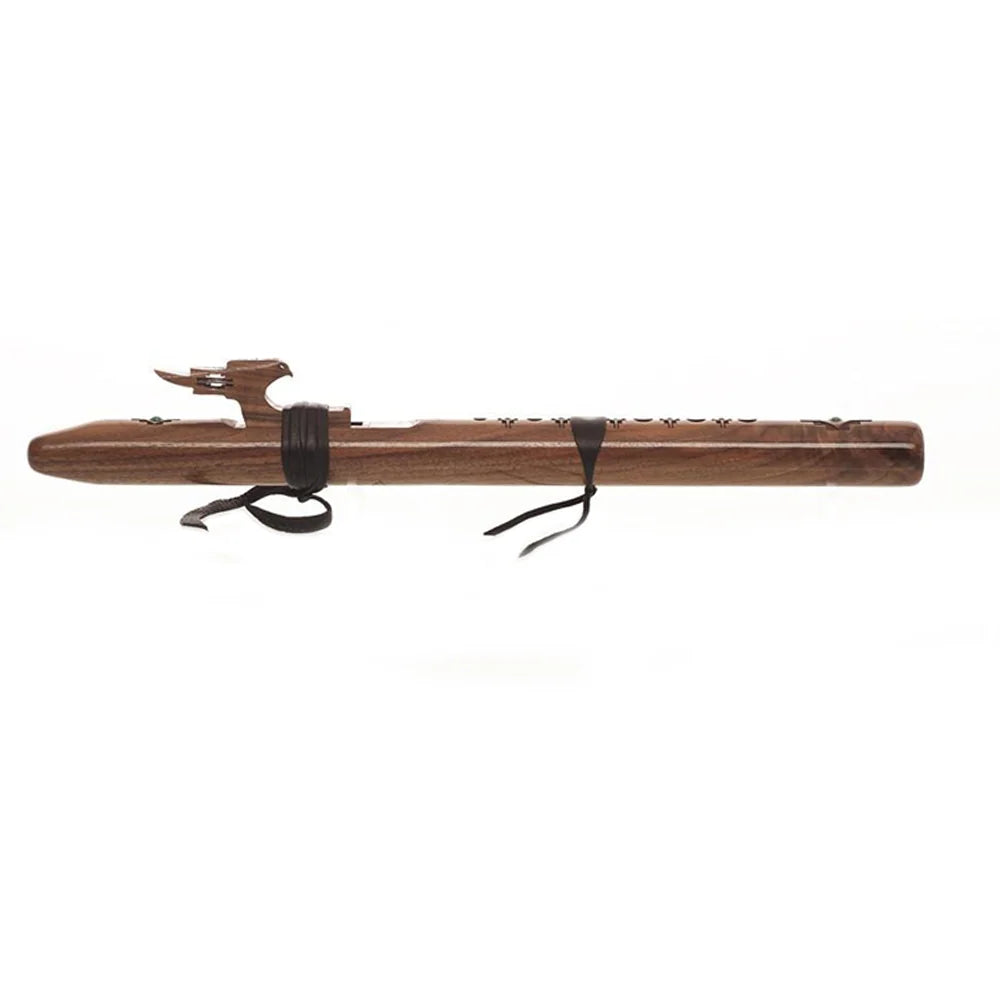 High Spirits White Tail Hawk 'High B' Flute - Walnut with turquoise inlays