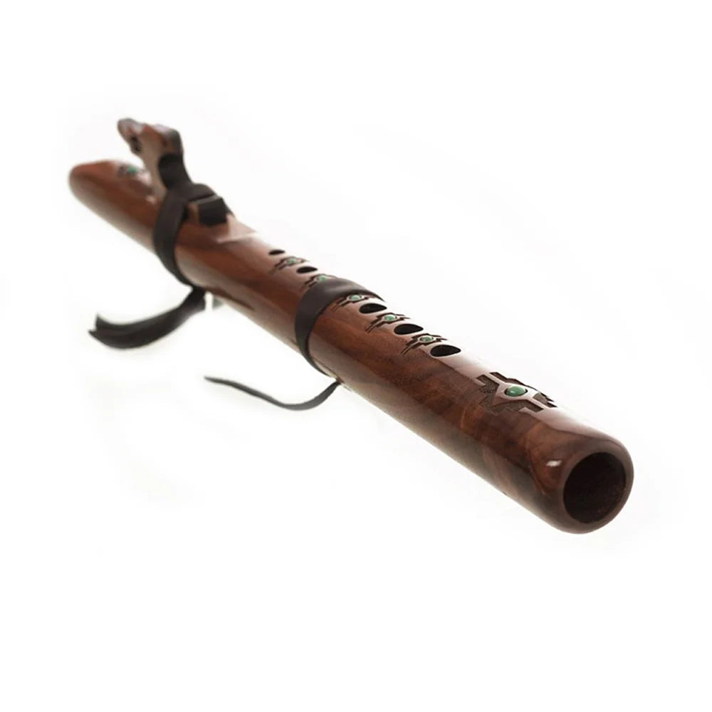 Son of drum - High Spirits White Tail Hawk 'High B' Flute - Walnut with turquoise inlays
