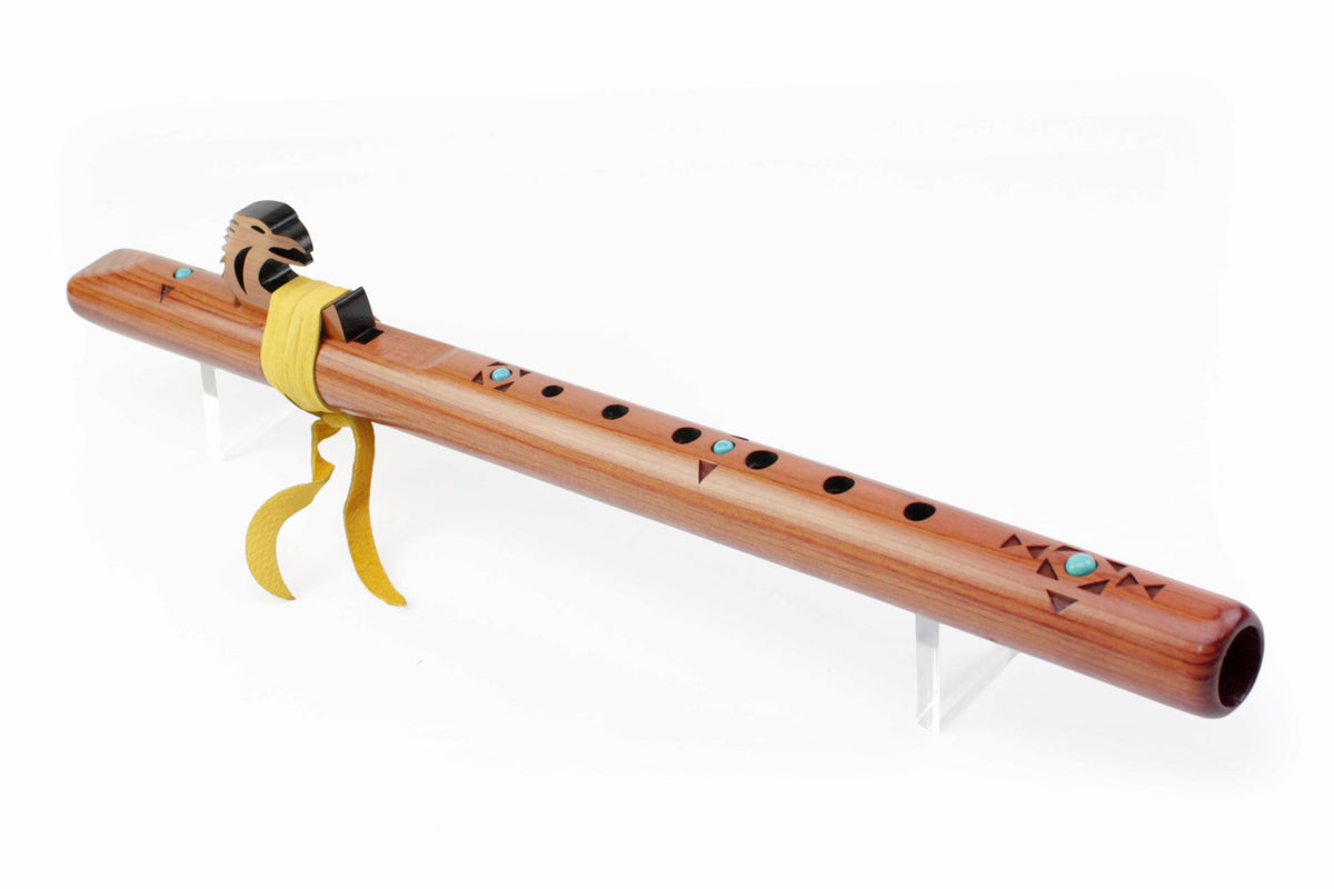 Native American Flute - Sparrow Hawk A Flute - Aromatic Cedar with Turquoise inlays