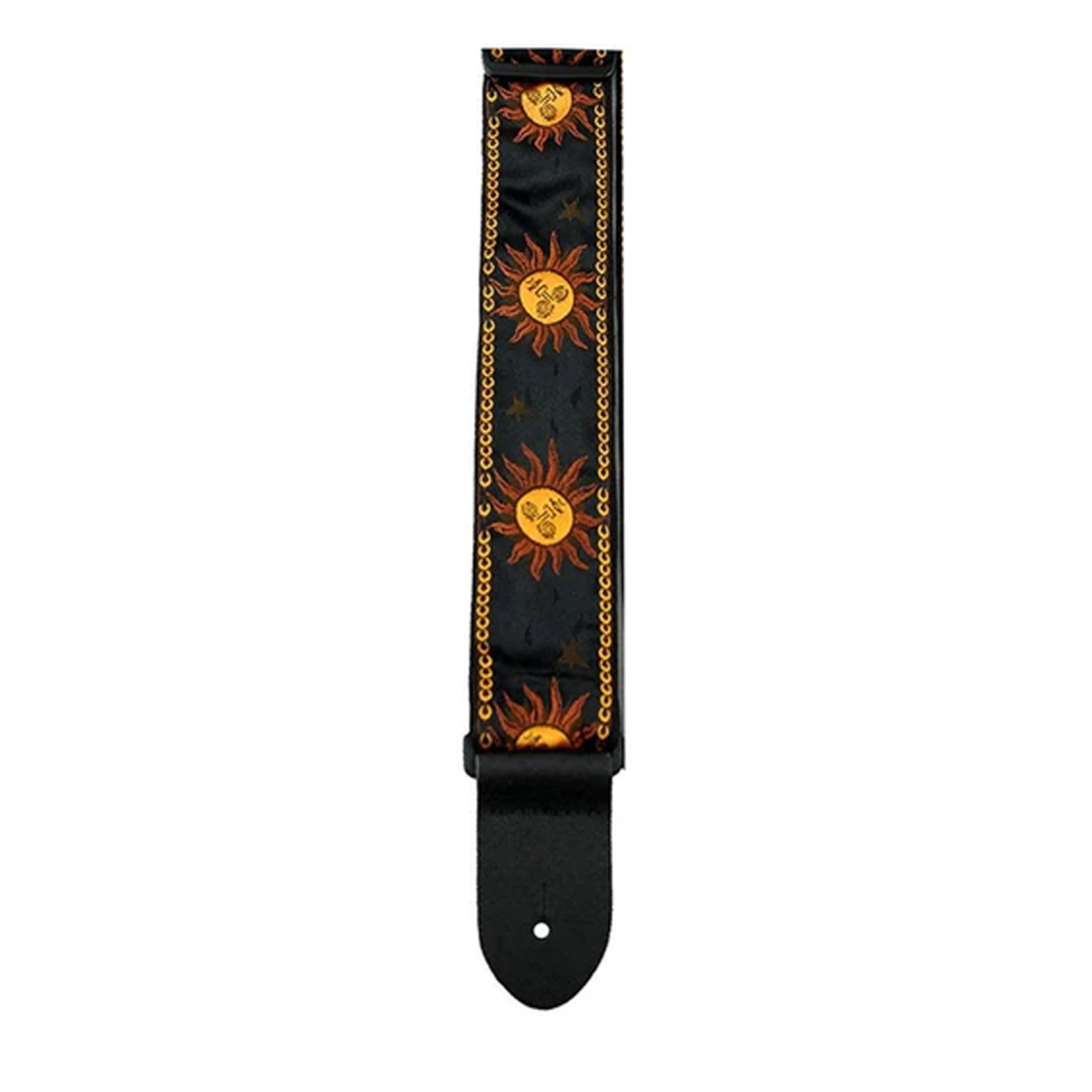 Son of drum - PERRIS 2" JACQUARD GUITAR STRAP WITH YELLOW SUNS ON BLACK BACKING DESIGN