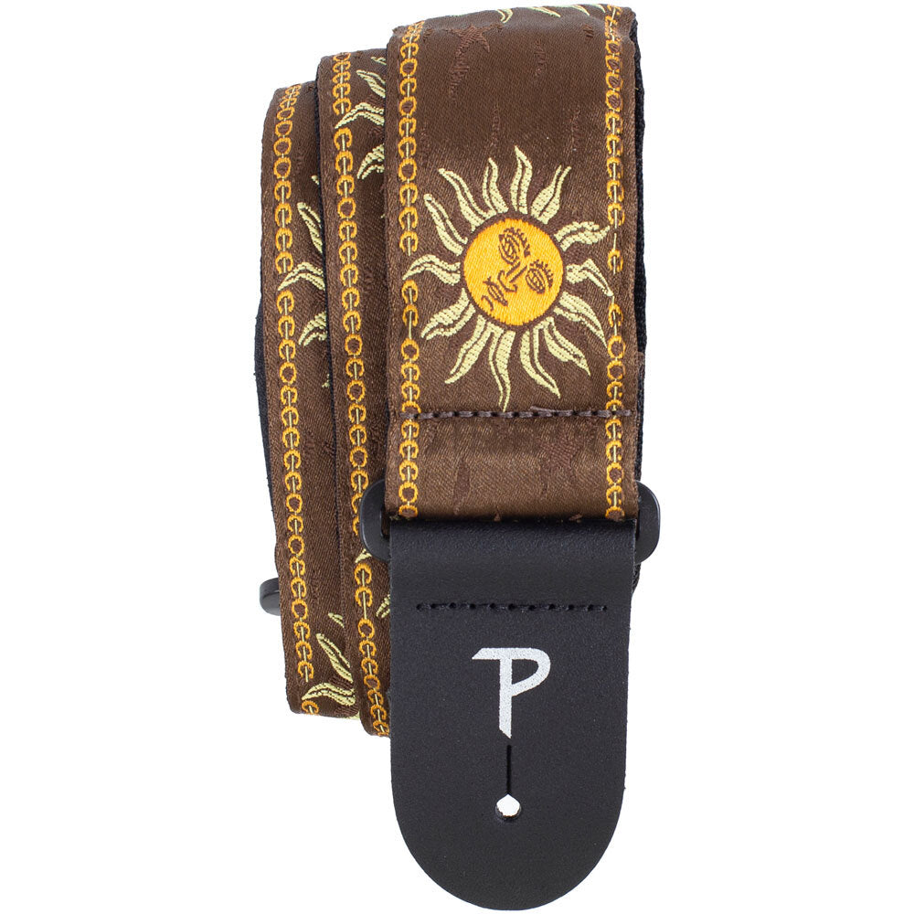 Perris 2" Jacquard Guitar Strap with Yellow Suns On Black Backing Design