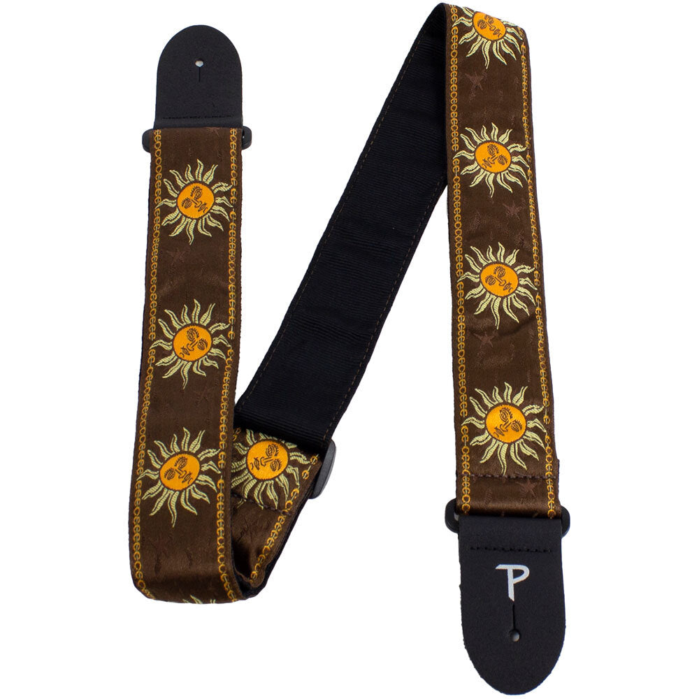 Perris 2" Jacquard Guitar Strap with Yellow Suns On Black Backing Design