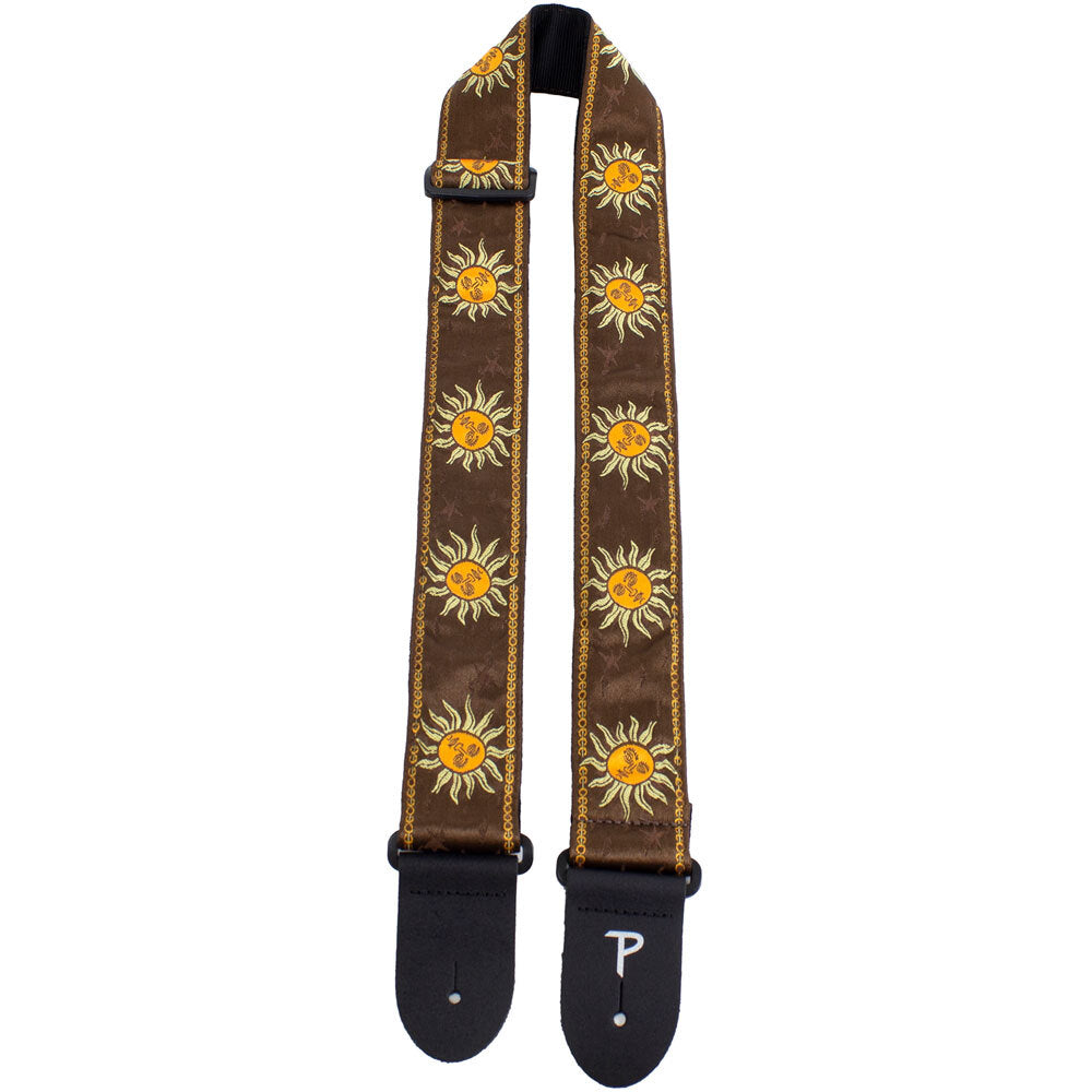 Perris 2" Jacquard Guitar Strap with Yellow Suns On Black Backing Design