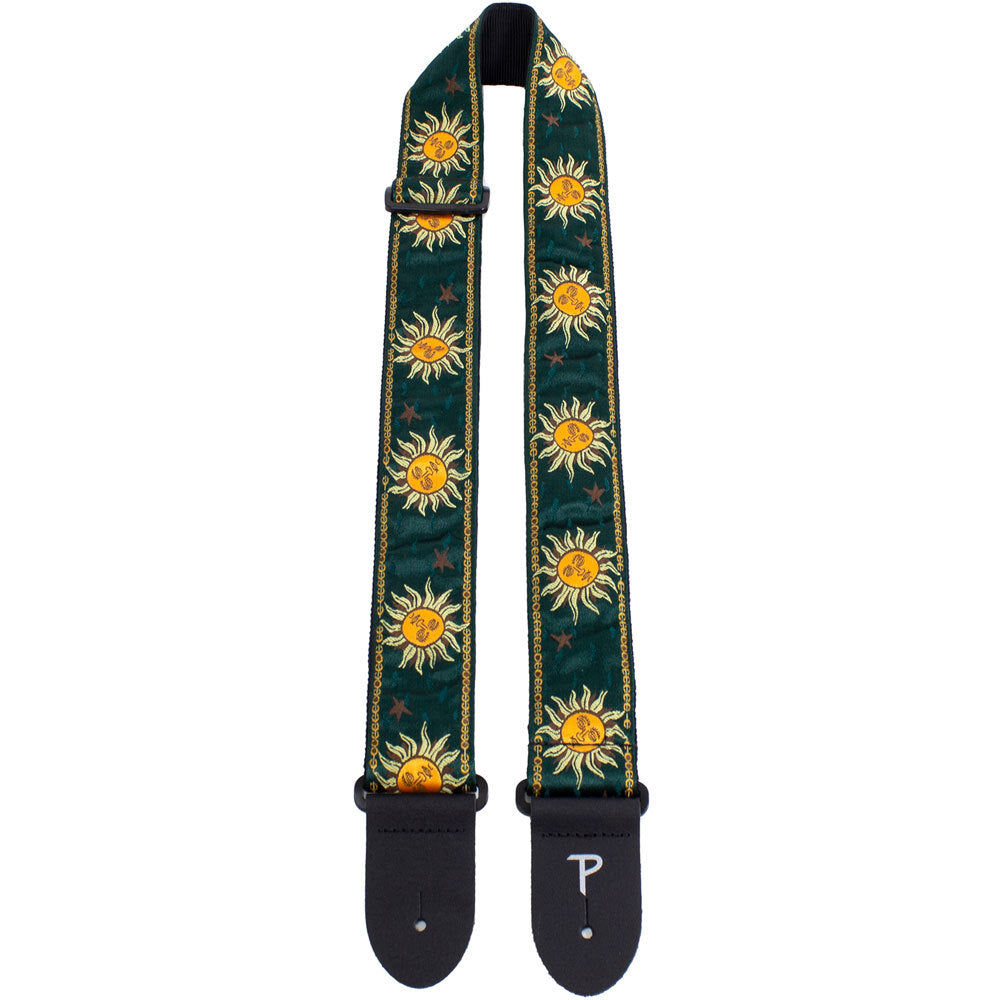 Perris 2" Jacquard Guitar Strap with Yellow Suns On Black Backing Design