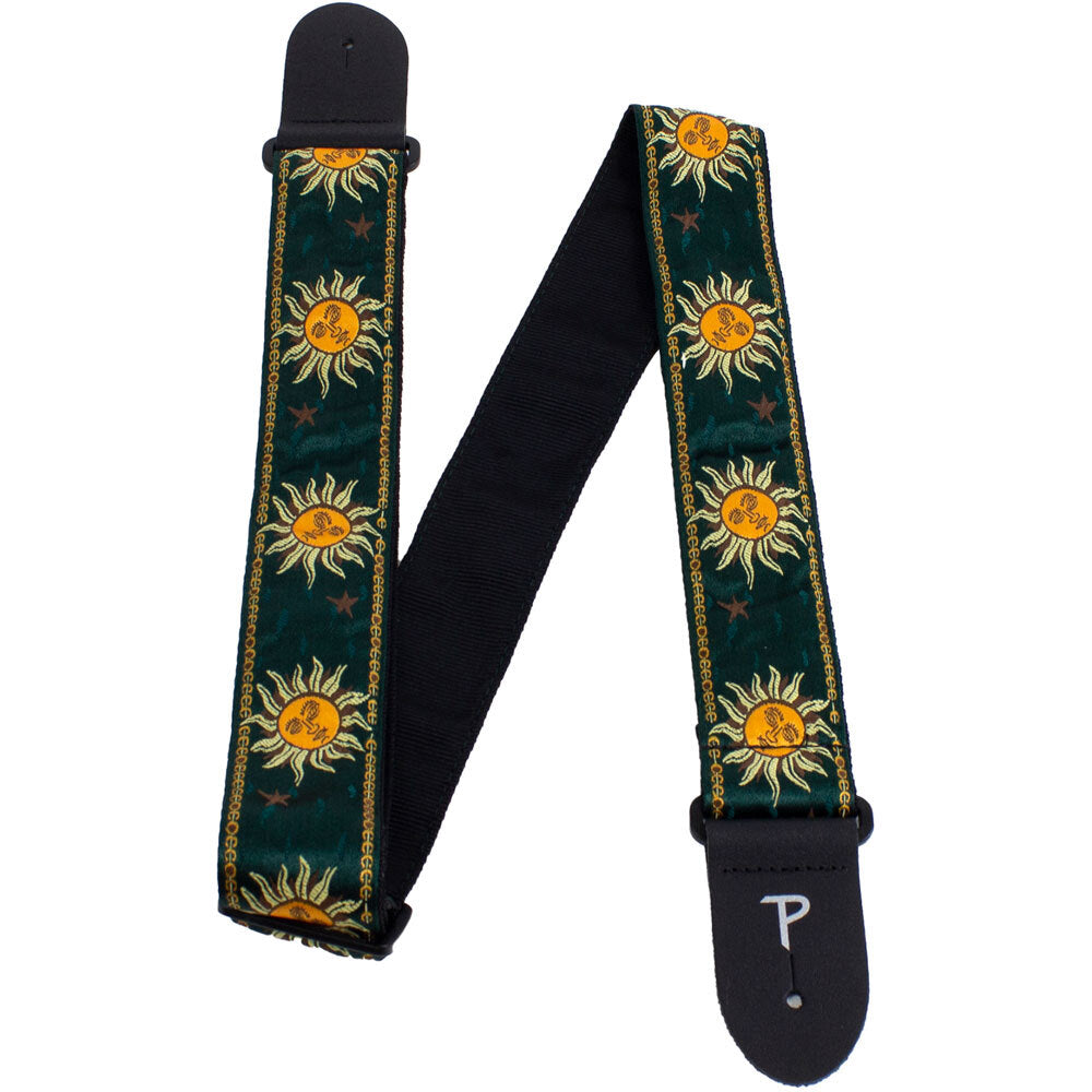 Perris 2" Jacquard Guitar Strap with Yellow Suns On Black Backing Design