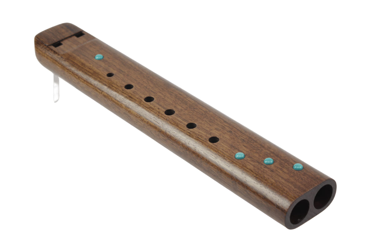 High Spirits Double Nova Flute - A Walnut with turquoise inlays Australia